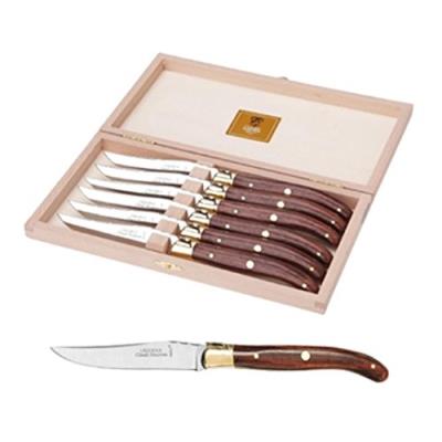 CLAUDE DOZORME 2.60.001.55 COFFRET HÊTRE 6 COUTEAUX STEAK SUPER LAGUIOLE MANCHE VALLERNIA