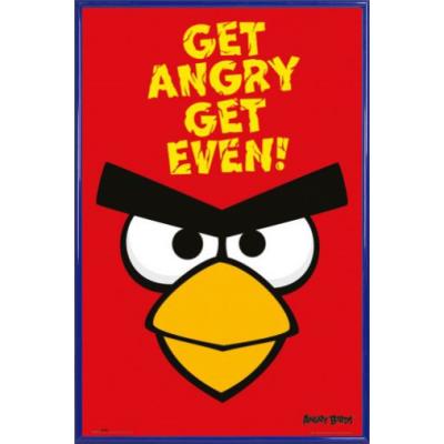 Poster Encadré: Angry Birds - Get Angry Get Even! (91x61 cm), Cadre Plastique, Bleu