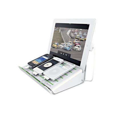 Leitz Multicharger - Oplaadstandaard - 4 uitgangsaansluitingen (mini USB type A, Apple Dock, Micro-USB Type A) - wit