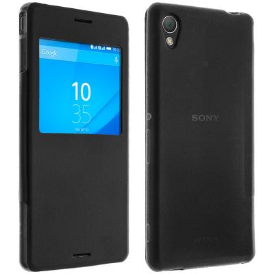 Étui Sony Xperia M4 Aqua modèle S-view avec fenetre d'affichage - Noir