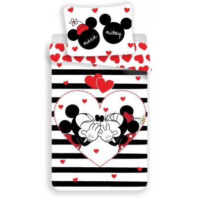 Minnie Disney Stripes - Parure de Lit Enfant - Housse de Couette Coton