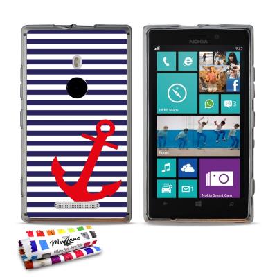 Coque souple Ultra Fine Grise ORIGINALE de MUZZANO au motif Marinière Bleue et Ancre pour NOKIA LUMIA 925