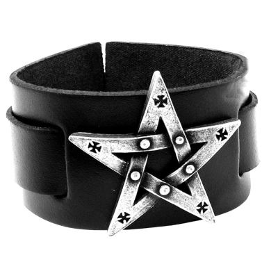 Alchemy Gothic Pentagration Bracelet en cuir