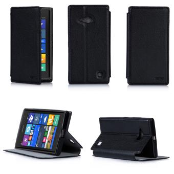 Etui luxe Nokia Lumia 735 4G Dual Sim noir Ultra Slim Cuir Style