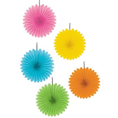5 Fleurs de décoration Fluo à suspendre - anniversaire