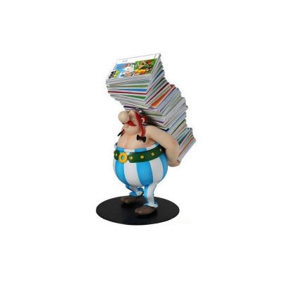 Statuette - Asterix - Obelix avec pile d'albums