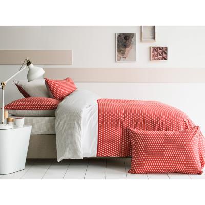 Taie d'oreiller rÃ©versible 100% coton losanges rosaces passepoil ESPRIT GEOMETRIQUE - Brique - 65X65cm