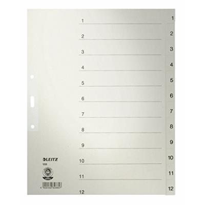Esselte-leitz papierregister 1-12 a4 12 onglets en polypropylène (gris) 12330085