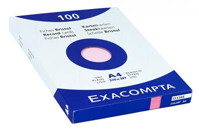 Bristol Exacompta 210x297mm 205g Uni - Etui de 100 fiches - Rose