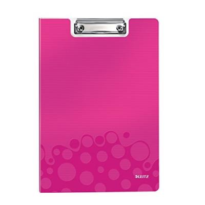 Leitz Klemmbrett-mappe Wow, Din A4, Polyfoam, Pink-metallic Oberflchenstruktur Mit 3d-prgung, Innen Hellgrau, Mit Metall-klemm