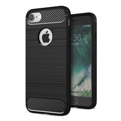 Coque en TPU Armor Back fibre carbonne décoré pour iPhone 7 - Noir