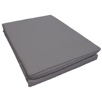 Douceur d'intérieur 1640602 drap plat uni coton + point bourdon 57 fils gris souris 240 x 300 cm