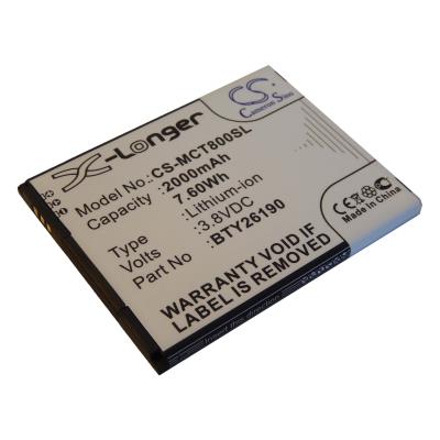 Batterie Li-Ion vhbw 2000mAh (3.7V) pour téléphone portable, Smartphone Elson Mobistel Cynus T8. Remplace: BTY26190, BTY26190MOBISTEL/STD.