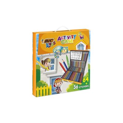 BIC Kids Mallette de Coloriage - 24 Crayons de Couleurs/24 Feutres/16 Craies et 36 Stickers a Colorier