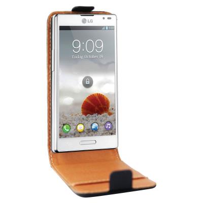 Swiss Charger - Beschermhoes voor mobiele telefoon - echt leer - zwart - voor LG Optimus L9 P760