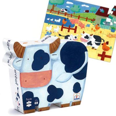 Puzzle Djeco Boite silhouette La Vache 24 grosses pcs en carton Enfants 3 ans +