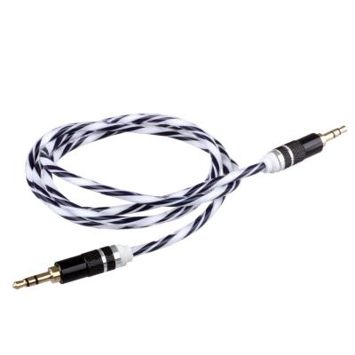 Lilware Câble Audio AUX 3.5mm Tressé En Tissu Tricoté De Vest PVC Transparente 0.9M Mâle à Mâle. Noir