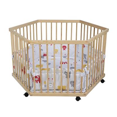 Schardt solitaire parc bébé hexagonal laqué, plastique monster tapis de parc compris naturel