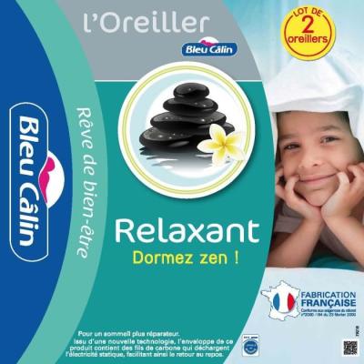 BLEU CALIN Lot de 2 oreillers RELAXANTS 60x60cm