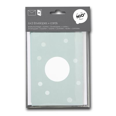 Enveloppe et carte menthe (6 ensembles) - nio