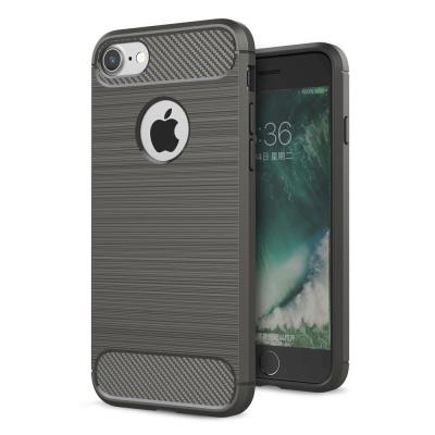 Coque en TPU Back fibre carbonne décoré pour iPhone 7 4.7 - Gris