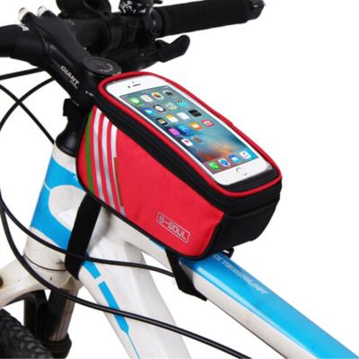 Sacoche vélo B-SOUL Pannier Front Top Tube Etanche avec Touch - Rouge