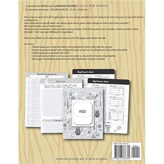 Planificateur de menus : Planificateur de repas hebdomadaire avec listes de  courses - 108 pages Format 20x25 cm NLFBP Editions - broché - NLFBP  Editions - Achat Livre