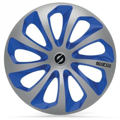 Sparco 4 enjoliveurs 15 pouces sicilia argent et bleu