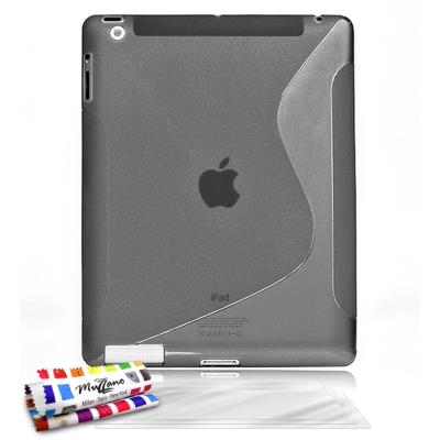 Coque Souple ORIGINALE Ultra Fine Gris , Le S, Premium de MUZZANO pour APPLE IPAD 3 + 3 Protections Ecran , UltraClear, Pour APPLE IPAD 3