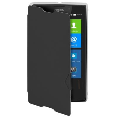 Mozo Flip Cover - Étui à rabat pour téléphone portable - textile - noir - pour Nokia XL Dual SIM
