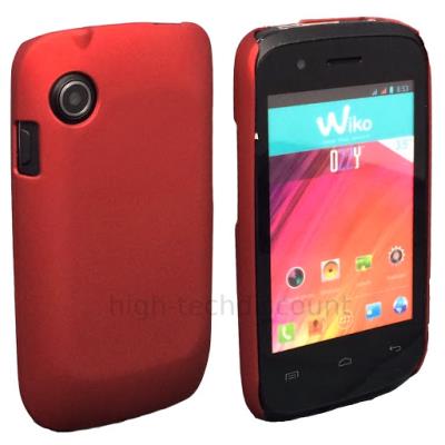Housse etui coque rigide pour Wiko Ozzy + film ecran - ROUGE RIGIDE - htdmobiles
