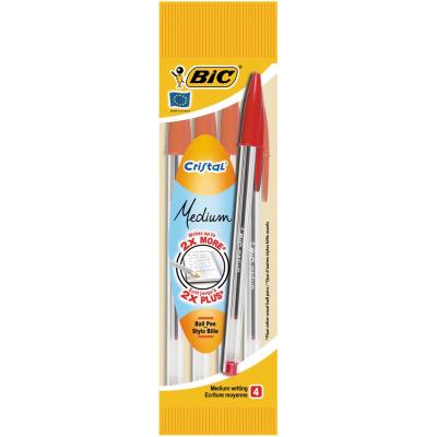 4 Stylos-Bille Cristal® Rouge