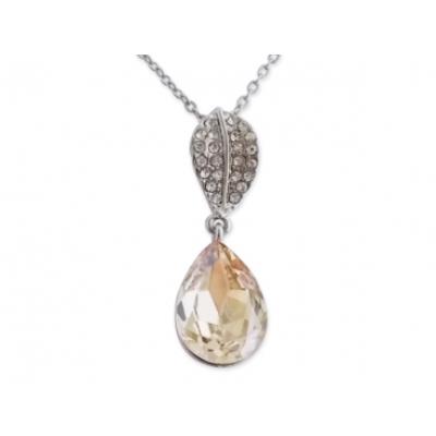 Collier pendentif poire élégante avec feuille en strass bijou fantaisie pas cher pendentif