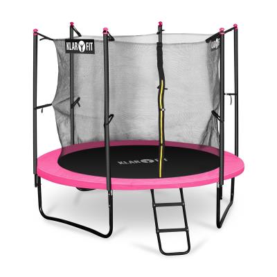 Klarfit Rocketgirl 250 Trampoline 250cm Filet de sécurité échelle large rose