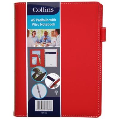 Collins 7205-Rouge Padfolio A5 Avec Bloc-Notes Rouge