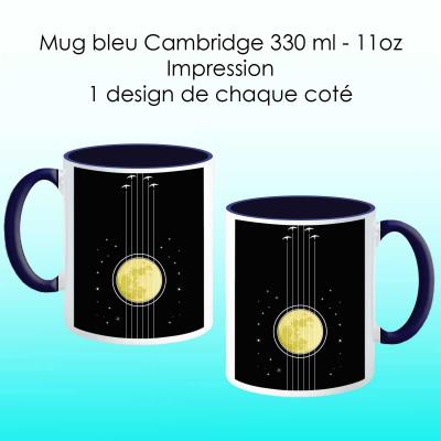 Mug bleu cambridge avec design Guitare