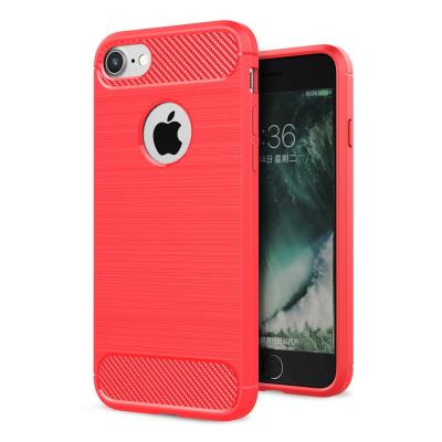 Coque en TPU Armor Back pour iPhone 7 4.7 pouces - fibre carbonne décoré - Rouge