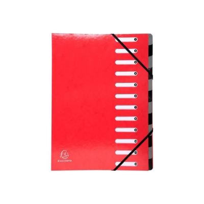 Exacompta Iderama Trieur extensible 12 positions A4 pour 600 feuilles à onglets rouge