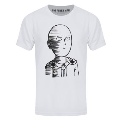 One Punch Man T-Shirt Saitama Draw Homme Blanc - Taille XL
