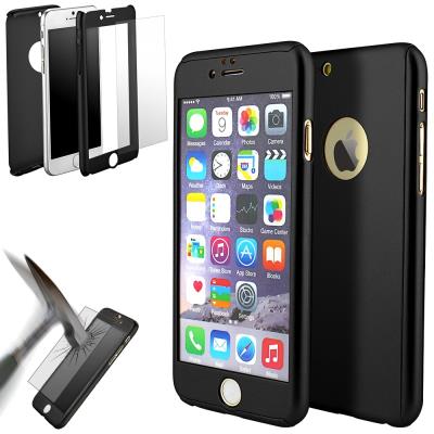 Coque 360° full protection iphone 7 + verre trempé noir Dreamshop75®