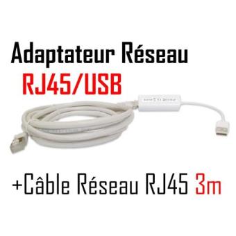 Adaptateur USB 2.0 Vers RJ45 - Connexion Ethernet Pour Ordinateur - Plug & Play - Compatible Windows Et IOS - Blanc