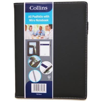 Collins 7205-Noir Padfolio A5 Avec Bloc-Notes Noir