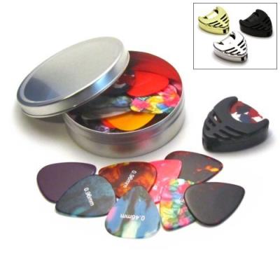 broke Médiators Celluloïd 0.46-1.20mm 25 pièces + Porte Médiator avec Boîte Métal