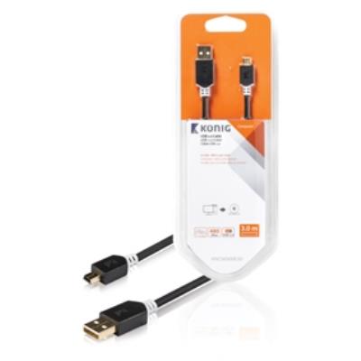 Câble usb 2.0, a mâle vers mini usb mâle à 5broches, 3m, gris könig