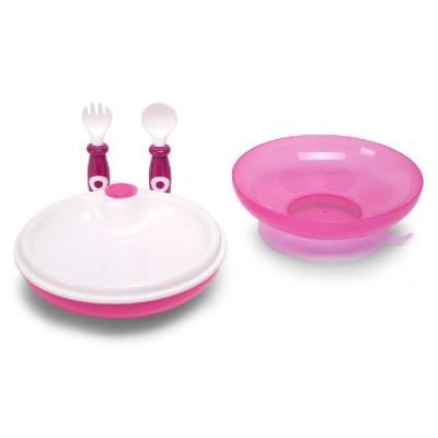 Coffret Assiette Cuillère Fourchette Fuschia
