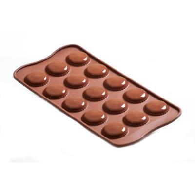 Silikomart 22.121.77.0065 scg21 moule pour chocolat forme choco macaron 15 cavités silicone marron