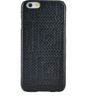 Coque rigide noire en cuir tressé pour iPhone 6