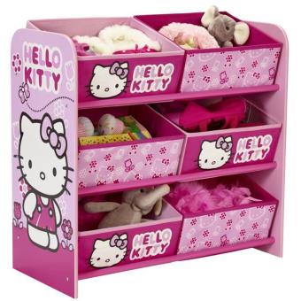 Meuble De Rangement Enfant Avec 6 Bacs Coloris Rose Motif Hello