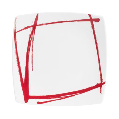 Table Passion - Assiette Dessert Carree Rouge 20 Cm Porcelaine Decor Expression ( Lot De 6 )
