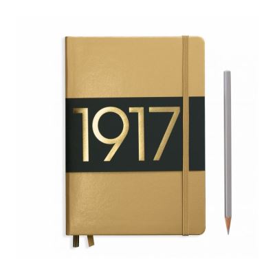 carnet leuchtturm1917 medium (a5) couverture rigide, 251 pages numérotées, pointillés, edition metallique gold